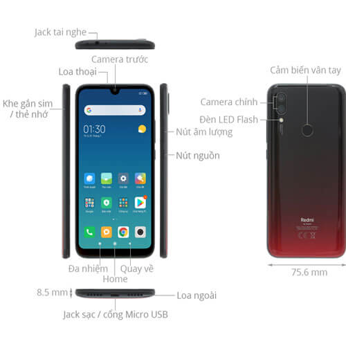 Thiết kế tổng quan Xiaomi Redmi Note 7