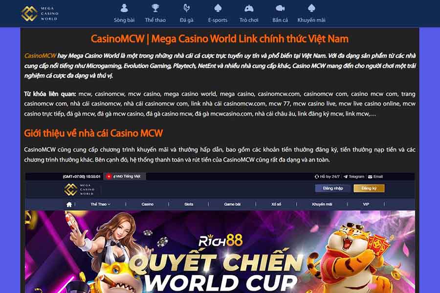 Giới thiệu về Mega Casino World